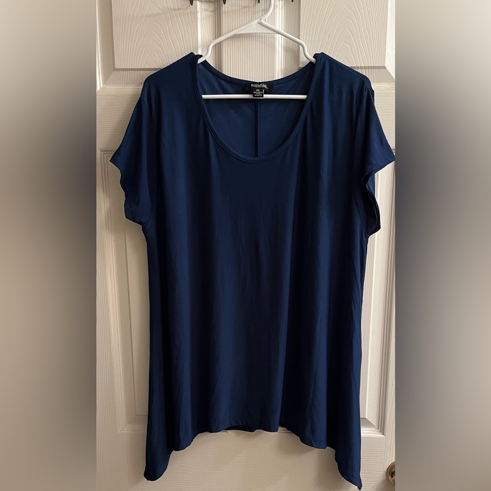 ROUGE~ RELAXED BLUE DRESSY TEE~TUNIC~3X